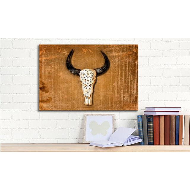 Buffalo Head - Wrapped Canvas Graphic Art Print World Menagerie Size: 80cm H x 120cm W, Format: 100% cotton canvas on Productcaster.