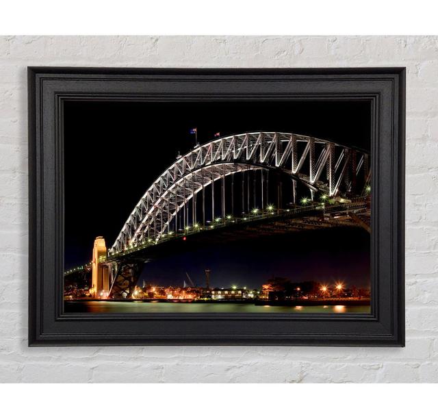 Sydney Harbour Night Light Framed Print Ebern Designs Size: 84.1cm H x 118.9cm W x 8cm D, Format: Black Framed Paper on Productcaster.