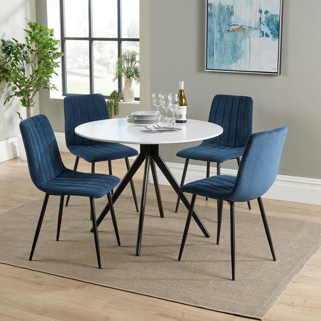 Aspen 4 - Person Dining Set (Set of 5) Core Products Chair Colour: Blue on Productcaster.