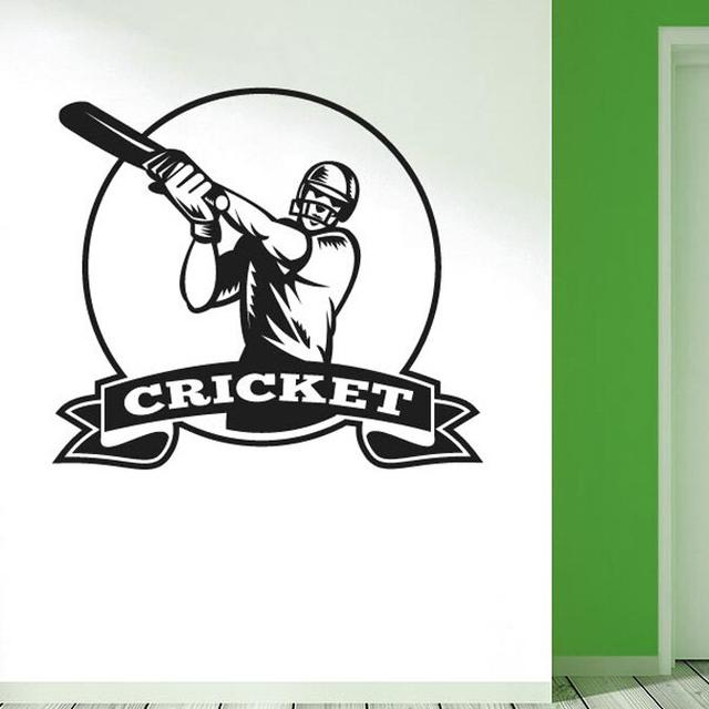 Cricket Player Wall Sticker East Urban Home Colour: Dark Yellow, Size: Large on Productcaster.