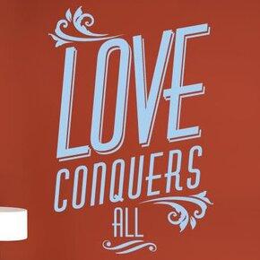 Love Conquers All Wall Sticker East Urban Home Size: Medium, Colour: Shiny Silver on Productcaster.