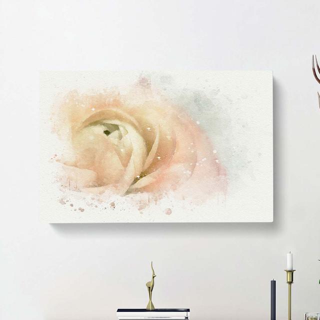 Pink Ranunculus Flower In Abstract - Wrapped Canvas Print East Urban Home Size: 40cm H x 60cm W x 3cm D on Productcaster.