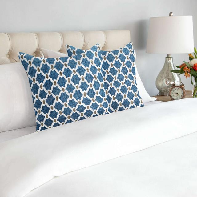 Beauville Geometric Square Scatter Cushion Cushion With Filling ClassicLiving Colour: Blue/Cream on Productcaster.