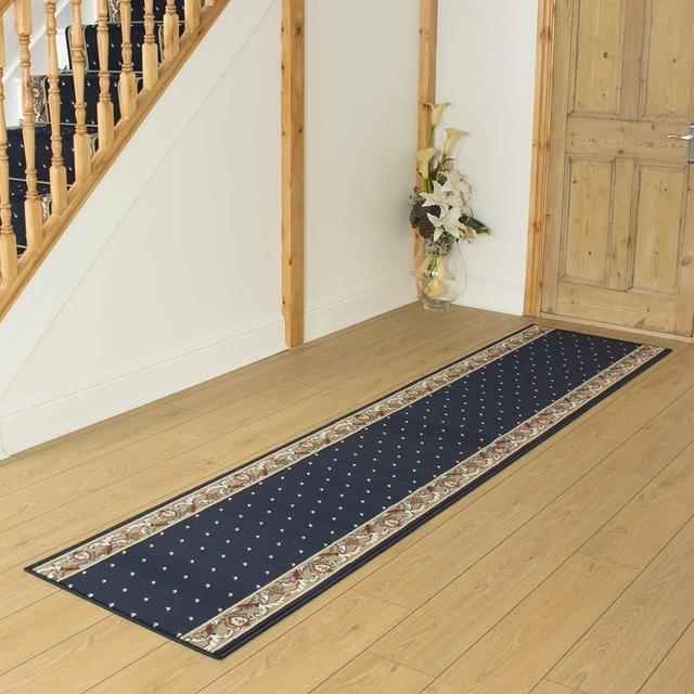 Barnsley Polka Dots Machine Woven Blue Area Rug ClassicLiving Rug Size: Runner 210cm x 70cm on Productcaster.