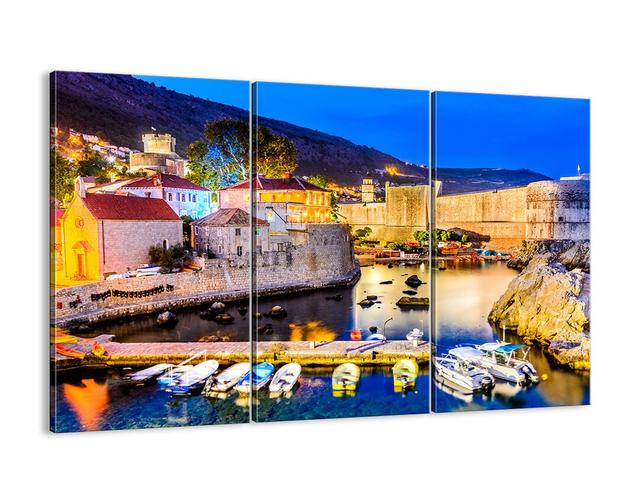 'Illuminated Night on the Adriatic' - 3 Piece Photograph Print Set on Canvas Brayden Studio Size: 110cm H x 165cm W x 1.8cm D on Productcaster.