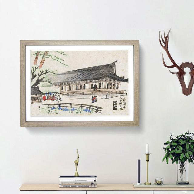 View of a Building by Yoshida Hanbei - Picture Frame Painting Print East Urban Home Frame Option: Oak Framed, Size: 36cm H x 48cm W x 2cm D on Productcaster.