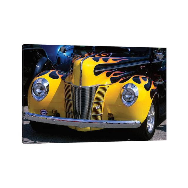 1939-1940 Ford Flame Job Painted Hot Rod Automobile Hood Headlights Grill Front Bumper - Wrapped Canvas Photograph Borough Wharf Size: 66.04cm H x 101 on Productcaster.