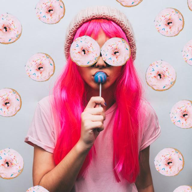 Woman With Donuts - Wrapped Canvas Print 17 Stories Size: 91cm H x 91cm W x 3.8cm D on Productcaster.