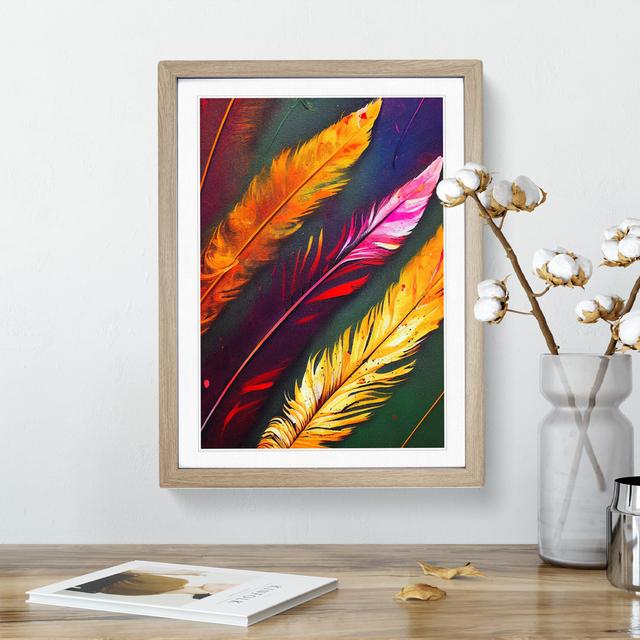 XV1022-5356X Wondrous Feathers - Single Picture Frame Print World Menagerie Frame Colour: Oak Framed, Size: 34cm H x 25cm W on Productcaster.