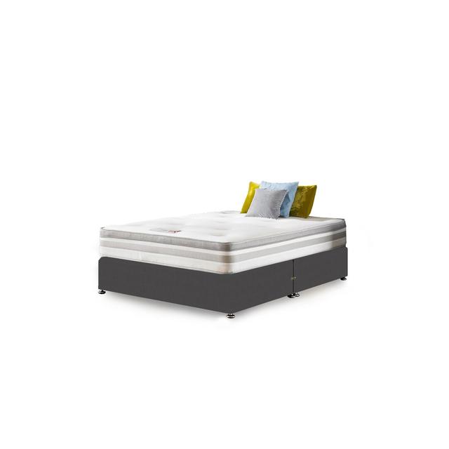 Asia Coilsprung Divan Bed Fairmont Park Size: Double (4'6), Storage Type: 4 Drawers, Colour: Steel Plush Velvet on Productcaster.