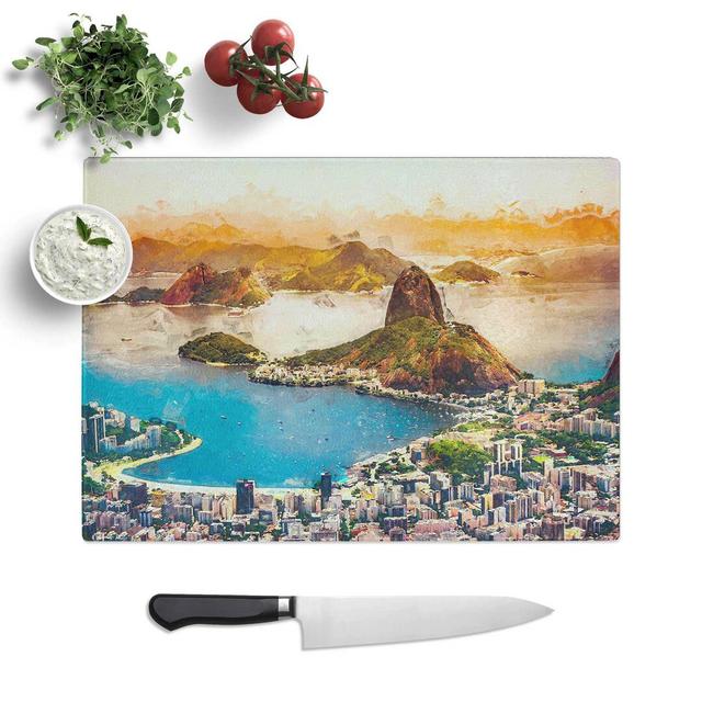 Tempered Glass Skyline of Rio De Janeiro in Brazil Chopping Board East Urban Home Size: 39 cm W x 28.5 cm L on Productcaster.