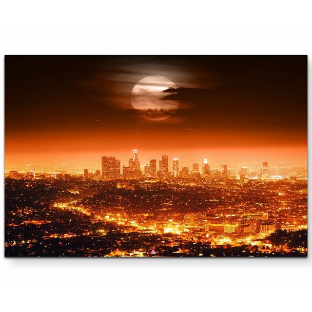 Leinwandbild Skyline von Los Angeles bei Vollmond East Urban Home Größe: 120 L x 80 B on Productcaster.