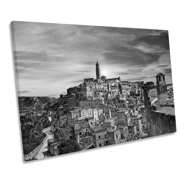 Matera Southern Italy B&W CANVAS WALL ART Picture Print Ebern Designs Size: 30.5cm H x 45.7cm W x 2cm D on Productcaster.