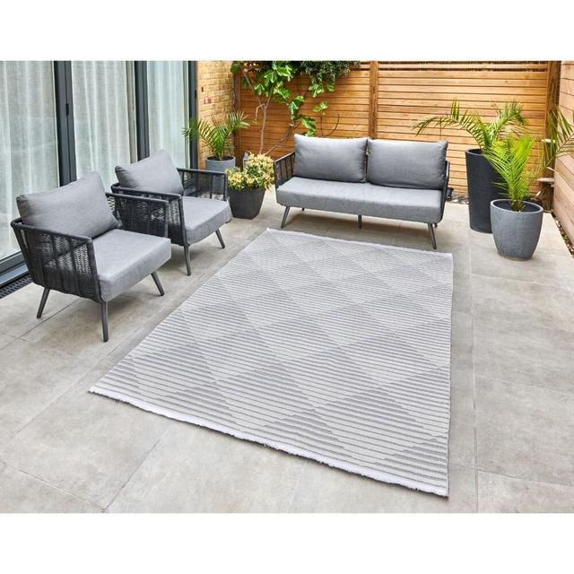 Burton Tufted Grey Indoor/Outdoor Rug Sol 27 Outdoor Rug Size: Rectangle 160cm x 220cm on Productcaster.