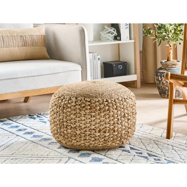 Jute Woven Pouffe Beige Brogdon House of Hampton on Productcaster.