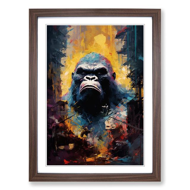 King Kong Impressionism - Single Picture Frame Art Prints on Wood Latitude Vive Format: Walnut Framed, Size: 64cm H x 46cm W x 2" D on Productcaster.