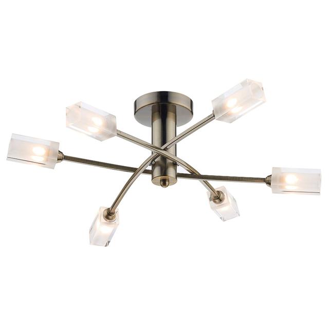 Nevaeh Glass Semi Flush Mount Etta Avenue Finish: Antique Brass on Productcaster.