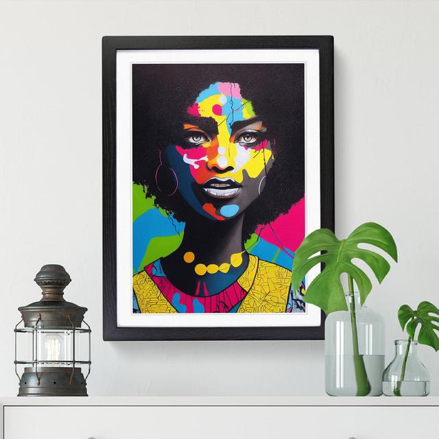 Woman with Afro Graffiti Art - Single Picture Frame Graphic Art Marlow Home Co. Size: 34cm H x 25cm W x 2cm D, Frame Option: Oak on Productcaster.