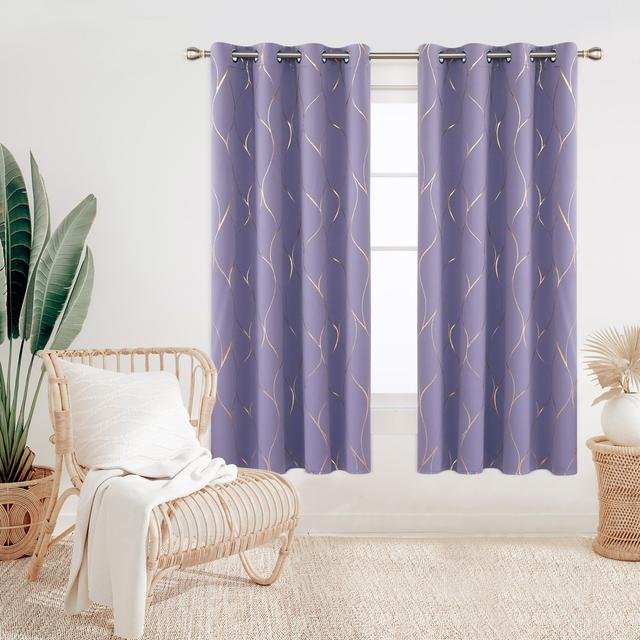 Valmar Ivy Bronx Wave Foil Printed Thermal Insulated Curtains Room Darkening Curtains Eyelet Curtains Ivy Bronx Panel Size: Width 168 x Drop 183cm, Co on Productcaster.