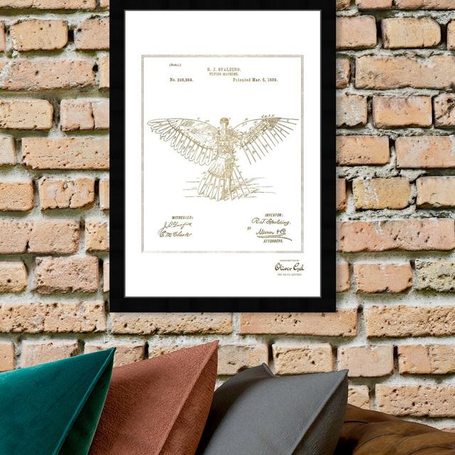 'Flying Machine 1889' Framed Graphic Art in Gold East Urban Home Size: 46 cm H x 38 cm W on Productcaster.