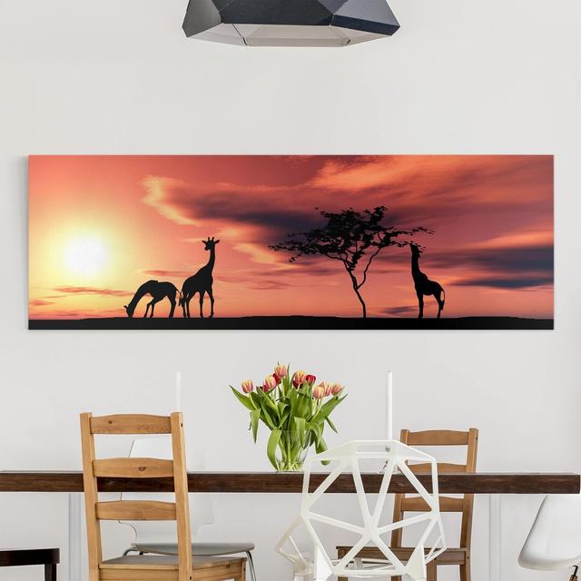 African Life - Red, Black, Panorama Landscape Print on Canvas Ebern Designs on Productcaster.