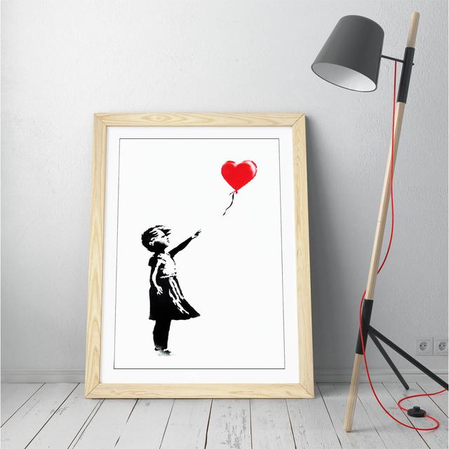 Balloon Girl Banksy Graffiti - Sothebys Framed Wall Art Picture Print - A1 - Light Oak Frame ClassicLiving Frame Colour: White Framed, Size: 47cm H x on Productcaster.