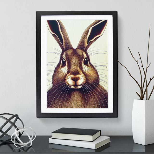 Face of a Hare - Picture Frame Graphic Art Brambly Cottage Frame Colour: Black, Size: 64cm H x 46cm W x 2cm D on Productcaster.