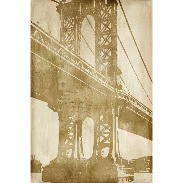 Bridge Etching II by Ethan Harper - Wrapped Canvas Print Rosalind Wheeler Size: 76cm H x 51cm W x 3.8cm D on Productcaster.