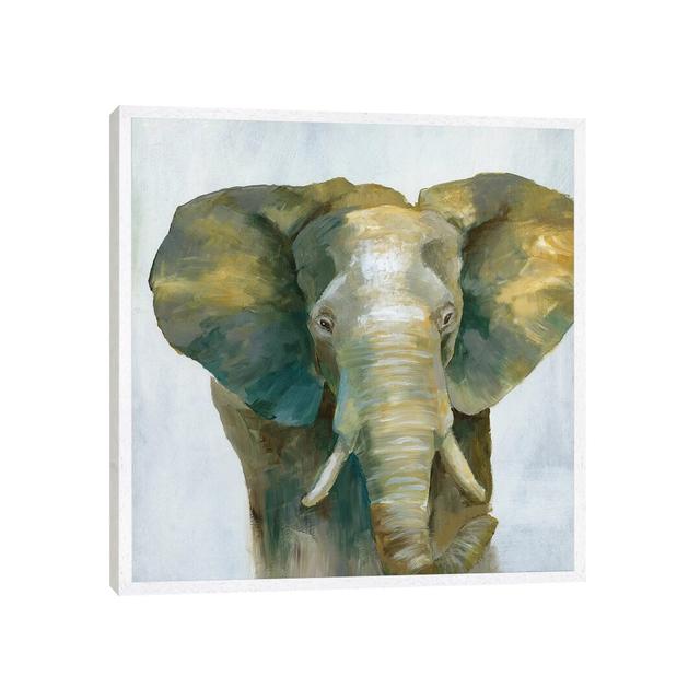 Jade Elephant - Painting on Canvas Bloomsbury Market Format: White Framed, Size: 45.72cm H x 45.72cm W x 3.81cm D on Productcaster.