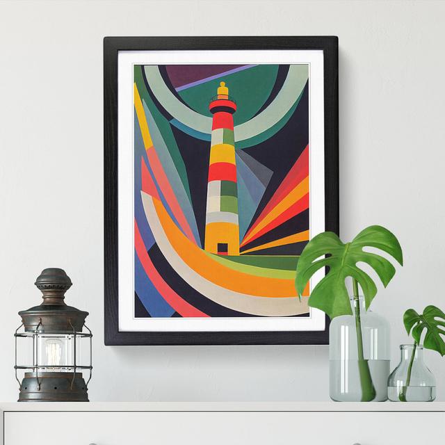 Lighthouse Abstract Modern - Picture Frame Print Breakwater Bay Size: 46cm H x 34cm W x 2cm D, Frame Colour: Oak on Productcaster.