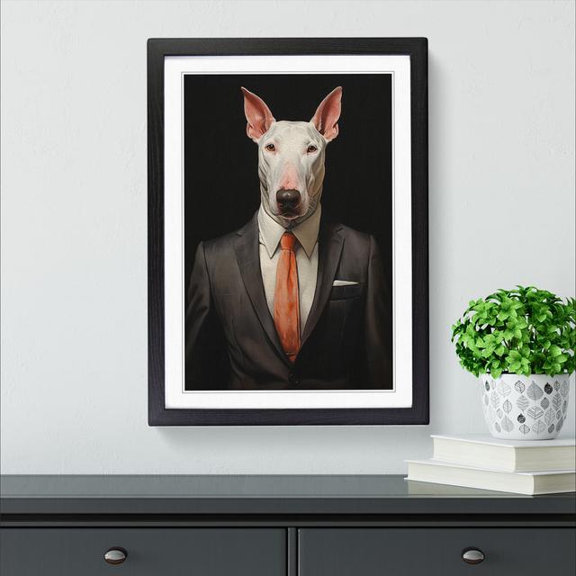 XYZ-FRM-V1223-653 English Bull Terrier In A Suit Painting No.2 - Single Picture Frame Print on Wood Big Box Art Frame Colour: Black, Size: 64cm H x 46 on Productcaster.