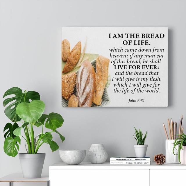 Living Bread John 6:51 - Wrapped Canvas Print Blue Elephant Size: 46cm H x 61cm W on Productcaster.