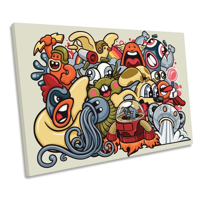 Urban Graffiti Characters CANVAS WALL ART Picture Print Happy Larry Size: 61cm H x 91.4cm W x 4cm D on Productcaster.