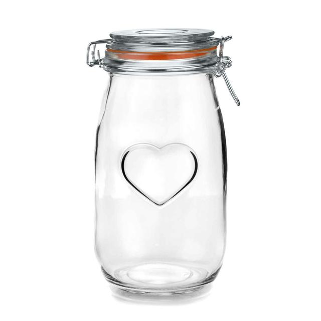 Nicola Spring - Heart Glass Storage Jars with Labels (Set of 3) Nicola Spring Colour: Orange, Size: 21.5cm H x 10.5cm W x 10.5cm D on Productcaster.