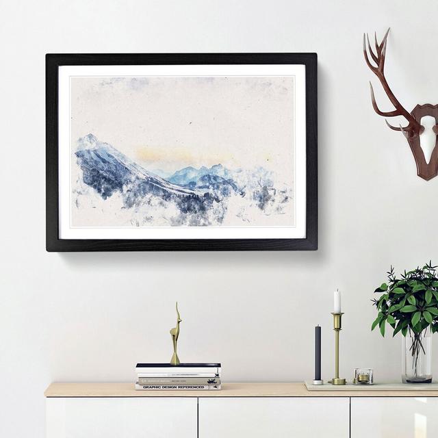 Yellow Sky Above The Mountain Watercolour - Picture Frame Graphic Art East Urban Home Size: 35cm H x 50cm W x 2cm D, Frame Option: Black on Productcaster.