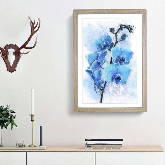 Beautiful Blue Orchids in Abstract - Picture Frame Painting Print East Urban Home Size: 36cm H x 27cm W x 2cm D, Frame Option: Oak Framed on Productcaster.