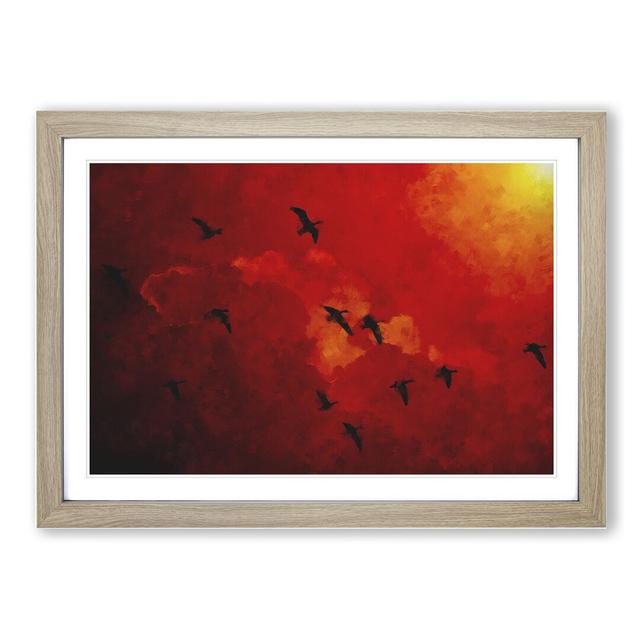 Migratory Geese - Picture Frame Graphic Art East Urban Home Size: 36cm H x 48cm W x 2cm D, Frame Option: Oak Framed on Productcaster.