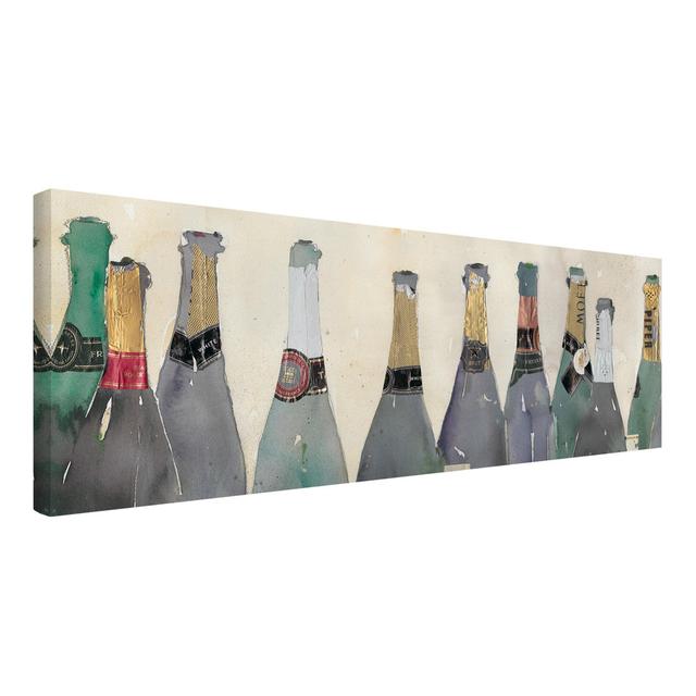 Uncorked Champagne Print on Canvas Rosalind Wheeler Format: Recycled Canvas 330g/m³, Size: 30cm H x 90cm W on Productcaster.