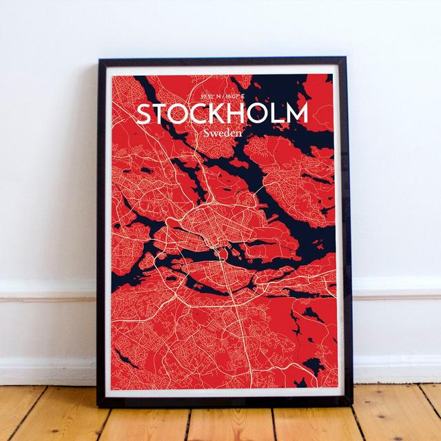 Stockholm City Map - Unframed Graphic Art Print on Paper East Urban Home Size: 61cm H x 45.7cm W x 0.13cm D on Productcaster.