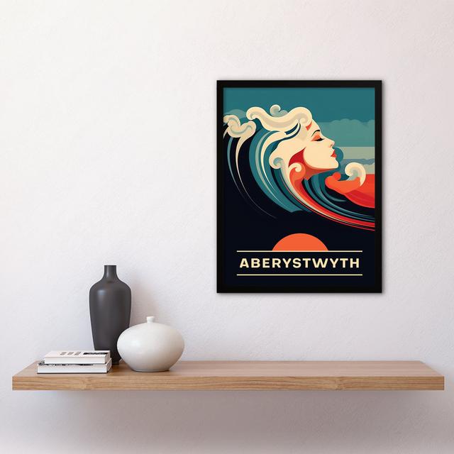 Farrer The Seaside Calls Aberystwyth Beach Wales Sunset Woman Waves Sea Siren - Single Picture Frame Art Prints Maturi on Productcaster.