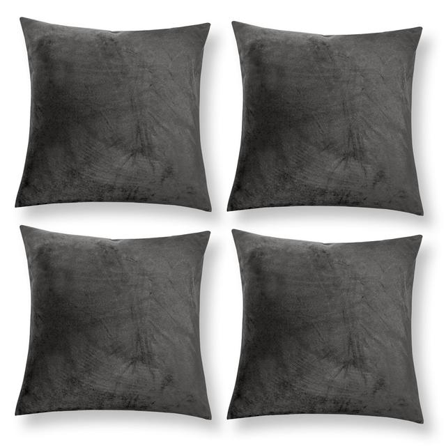 Apex Crushed Velvet Cushion Cover Set (Set of 4) Fairmont Park Colour: Grey on Productcaster.