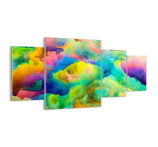 Rainbow Fluff - 4 Piece Unframed Painting Print Set on Glass Latitude Run Size: 90cm H x 160cm W x 1.8cm D on Productcaster.