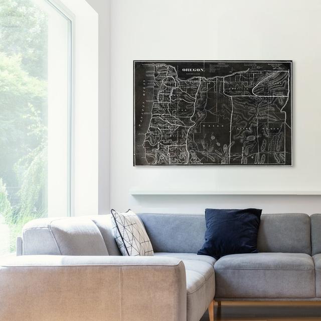 'Map of Oregon' Graphic Art Print on Canvas East Urban Home Size: 61 cm H x 71.1 cm W on Productcaster.