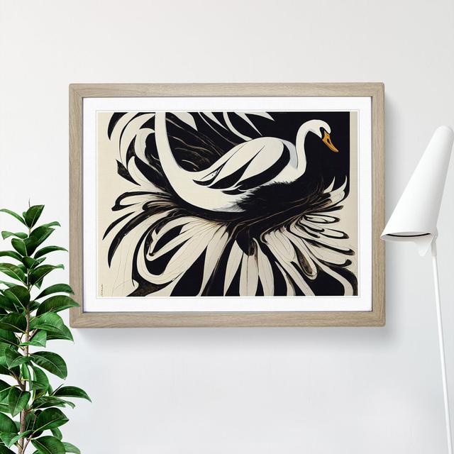 Timeless Abstract Swan - Picture Frame Graphic Art Rosdorf Park Frame Colour: Oak, Size: 25cm H x 34cm W x 2cm D on Productcaster.