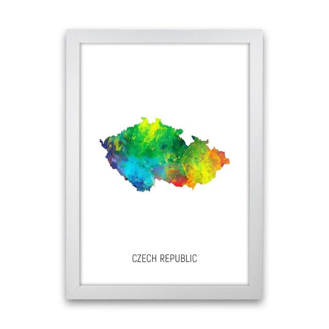 Czech Republic Watercolour Map by Michael Tompsett - Print Latitude Run Format: White Framed, Size: 34cm H x 25cm W x 3cm D on Productcaster.