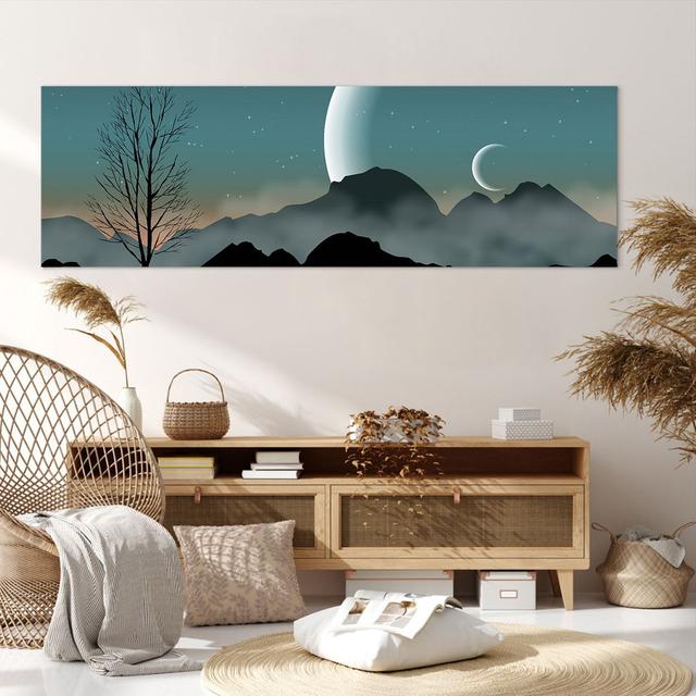 Sky Night Illustration - Unframed Painting on Canvas Rosalind Wheeler Size: 50cm H x 160cm W x 1.8cm D on Productcaster.