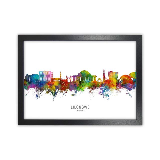 'Lilongwe Malawi Skyline' by Michael Tompsett - Graphic Art Print Latitude Run Size: 64cm H x 88cm W x 3cm D, Format: Black Framed on Productcaster.