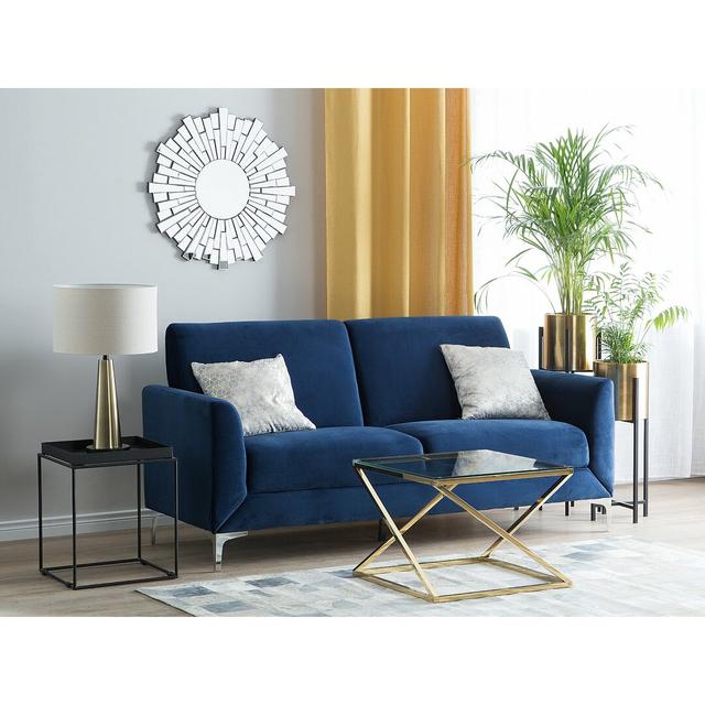 Francisque 3 Seater Velvet Sofa Mercury Row Colour: Navy Blue on Productcaster.