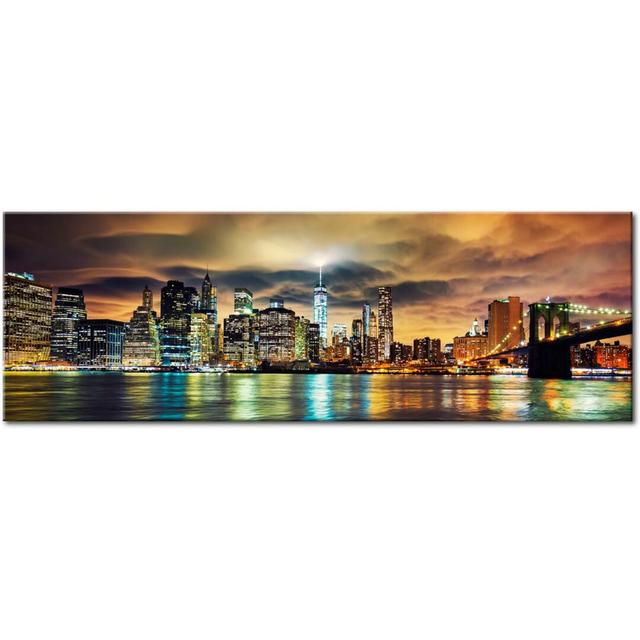 New York Sky - No Frame Print on Canvas East Urban Home Size: 45 cm H x 135 cm W on Productcaster.