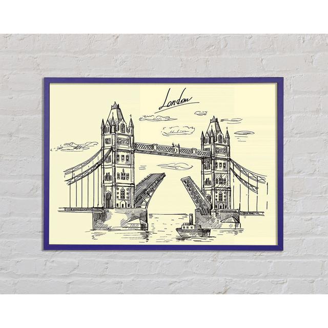 Tower Bridge Outline 5 Framed Print Ophelia & Co. Size: 29.7cm H x 42cm W x 1.5cm D, Format: Grey Framed Paper on Productcaster.